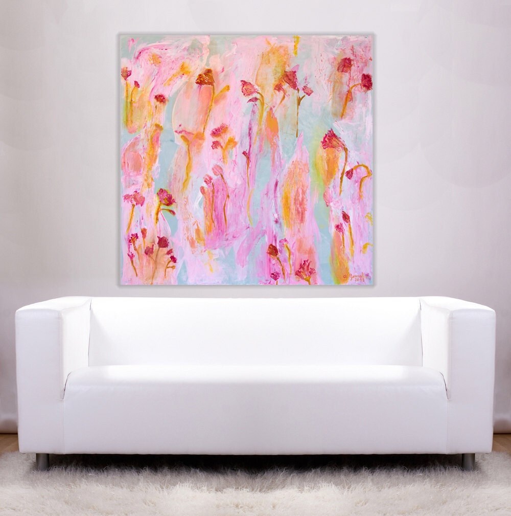 Large abstract Flowers, Still Life Painting, Art canvas. Original Painting, for romantic girls, textured, modern wall art, Spanish Art